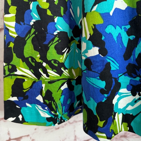 DAVID MEISTER Belted Fit & Flare Blue Green Floral Cocktail Party Dress Size 2 - Picture 12 of 16